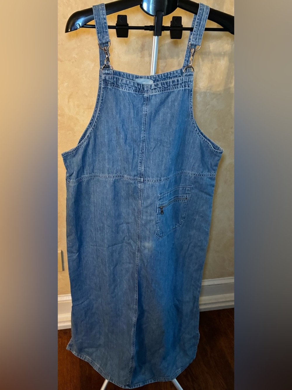 Denim Midi Overall Dress - Blue